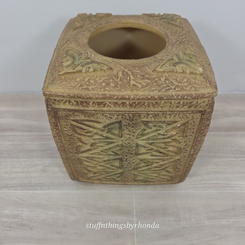 Heavy Resin "New Celtic Design" Square Tissue Box Cover From Steinmart